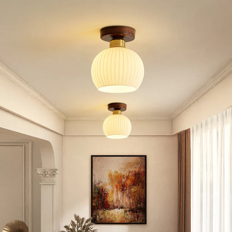 Afralia™ Copper Glass LED Ceiling Light - Modern Indoor Lighting for Home Decor