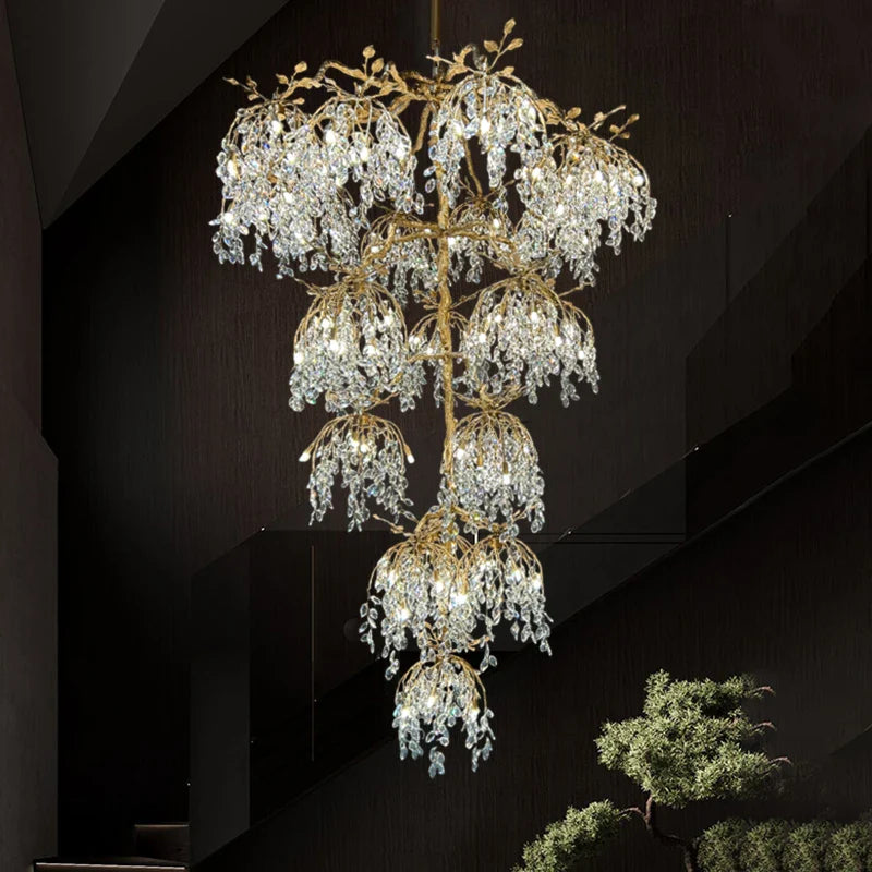 Afralia™ Crystal Pendant Light Chandelier for Villa Living Room Decor