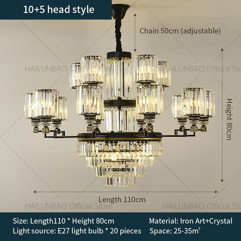 Afralia™ Crystal Chandelier Light: Luxury Living Room Dining Bedroom Airy Elegance