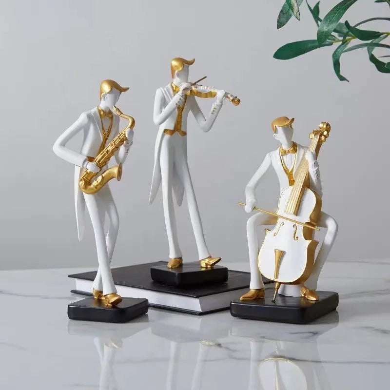 Afralia™ Nordic Symphony Musicians Resin Ornament: Elegant Home Office Decor, Desk & Bookcase Sculpture