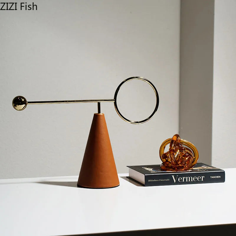 Afralia™ Geometric Metal Rod Sculpture Decor Modern Minimalist Room Crafts Aesthetic