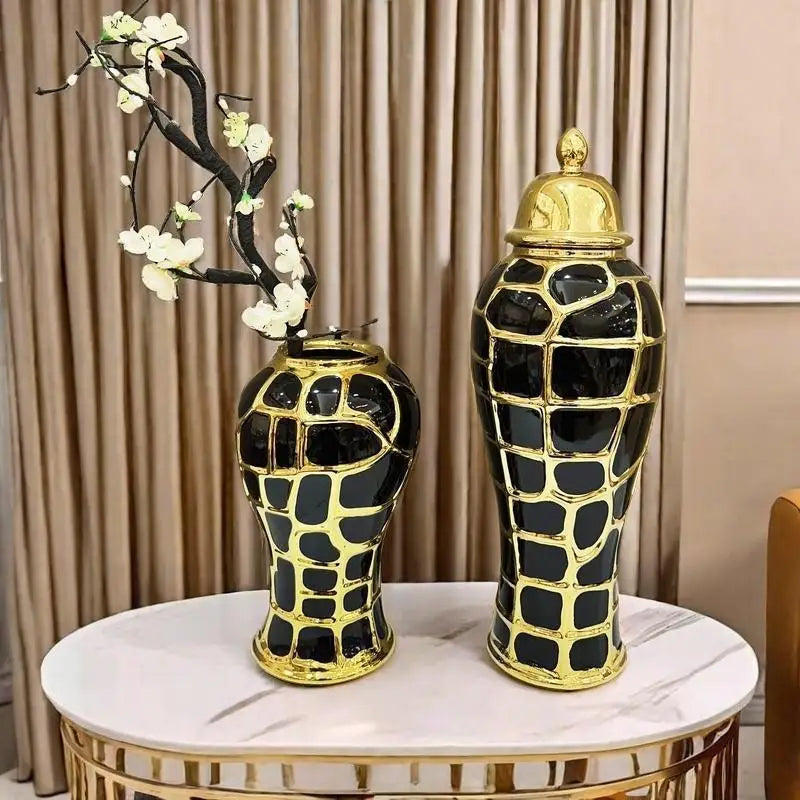 Afralia™ Plaid Can Checkmate Jar: Stylish Ceramic Vase & Sealed Storage Tank