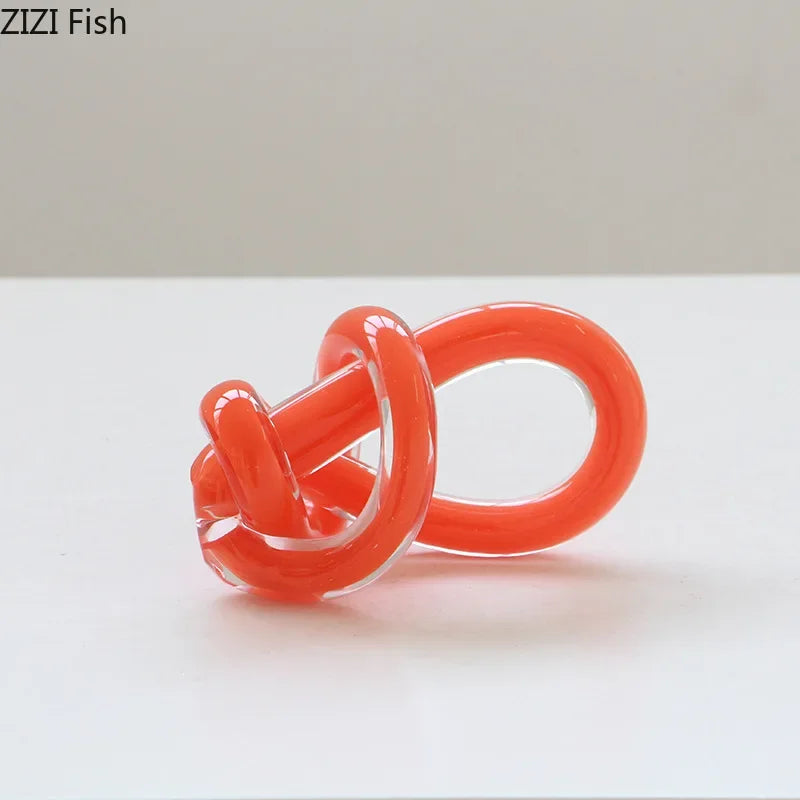 Afralia™ Twisted Knot Glass Chain Cluster Ornaments for Stylish Desk & Room Decor