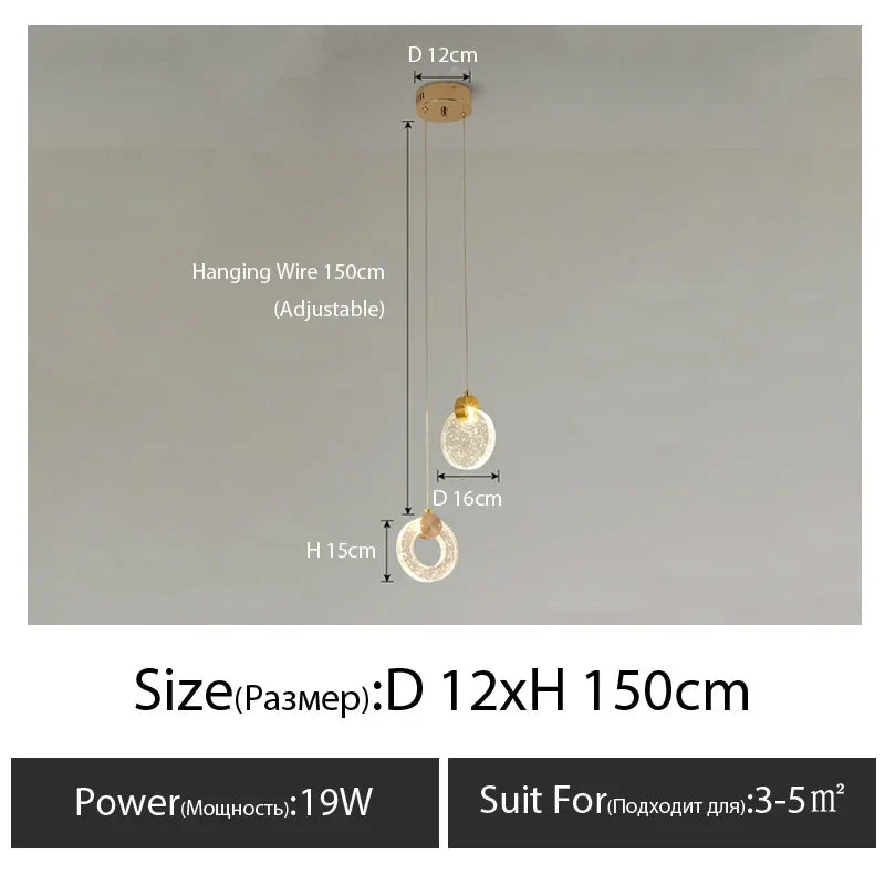 Afralia™ Crystal Pendant LED Bedside Chandelier for Minimalist Master Bedroom