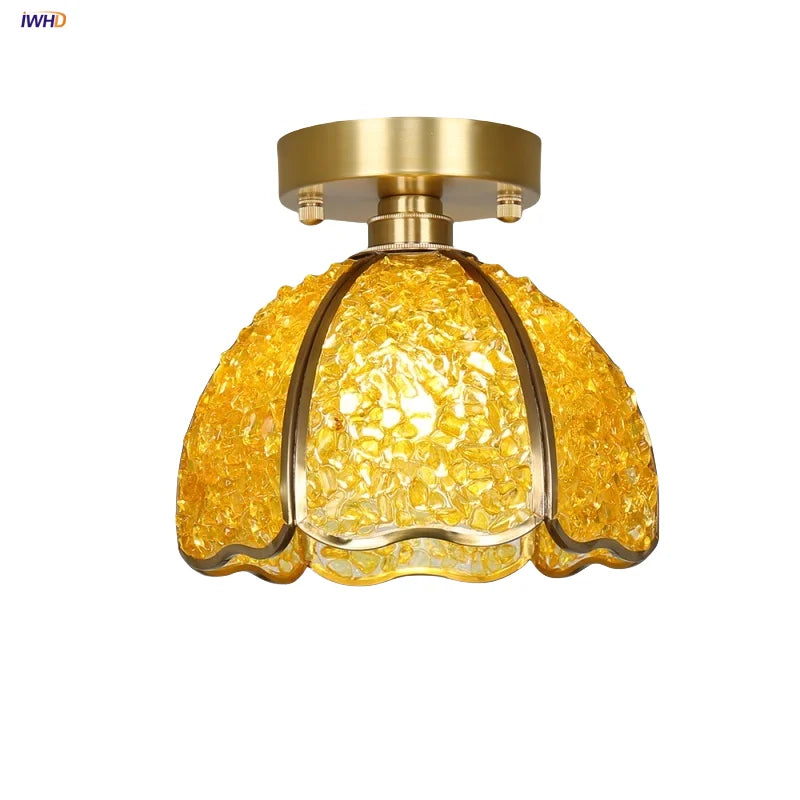 Afralia™ Tiffany Style Crystal Glass LED Ceiling Light Fixture for Aisle Bedroom Kitchen