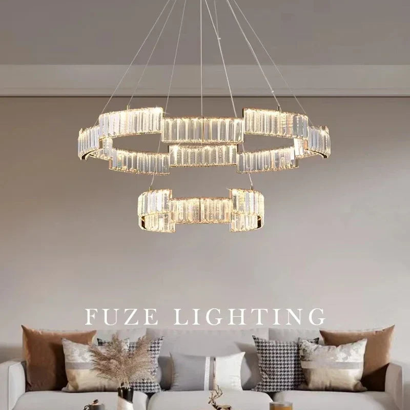 Afralia™ Crystal Pendant Chandelier: Modern Luxury LED Fixture for Living Dining Kitchen Bedroom
