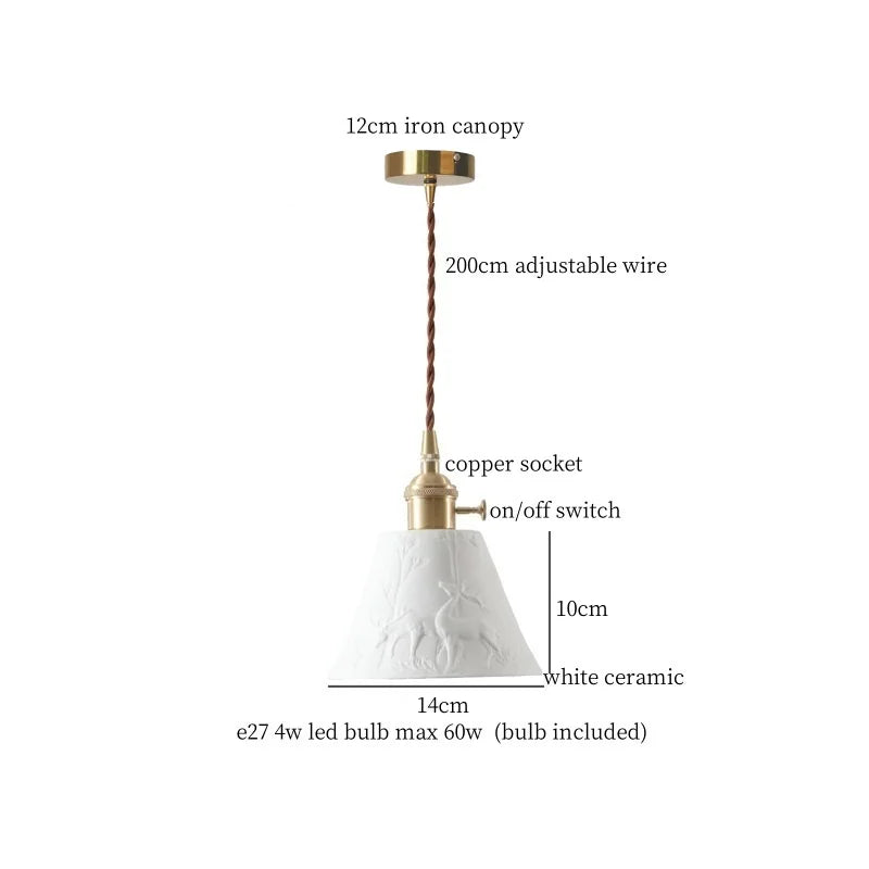 Afralia™ Minimalist Ceramic LED Pendant Lamp for Kitchen Bedroom Living Room