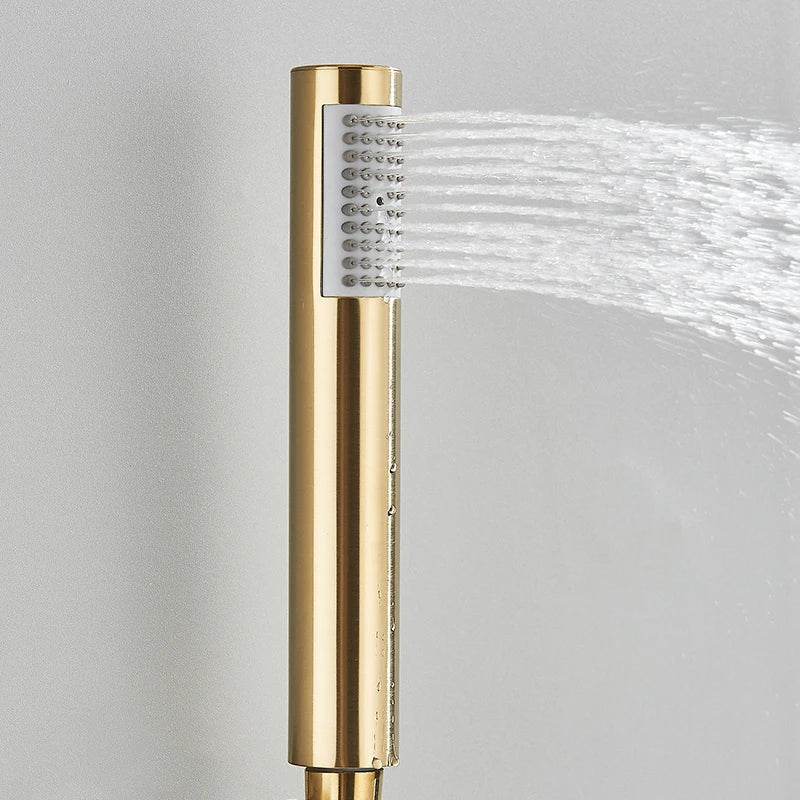 Afralia™ Brushed Gold Round Hand Shower - Stainless Steel Bathroom Nozzle Sprayer