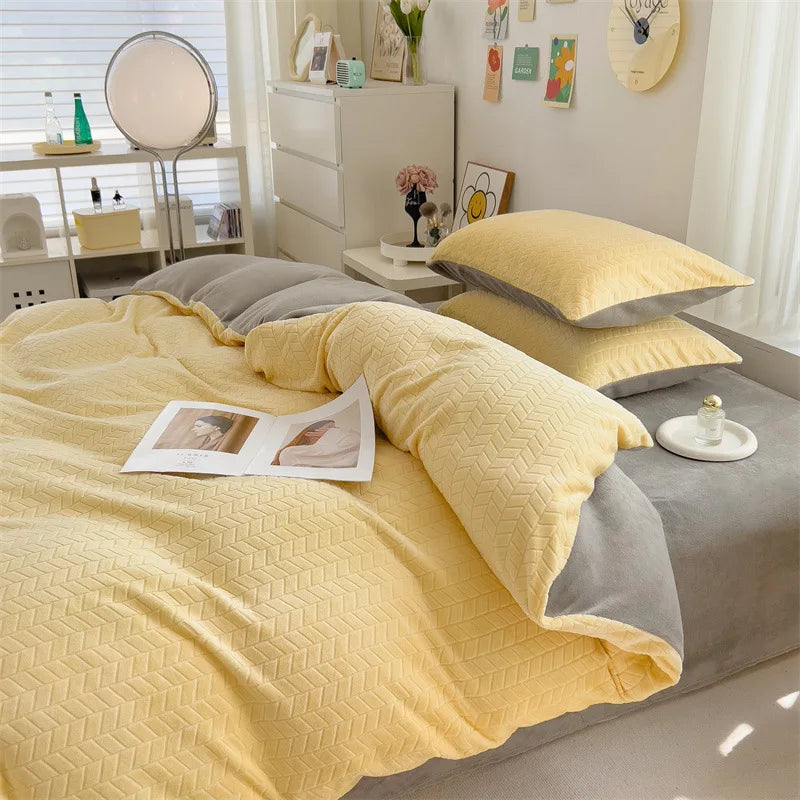 Afralia™ Milk Velvet Quilt Cover | Double-sided Fleece Comforter Cover