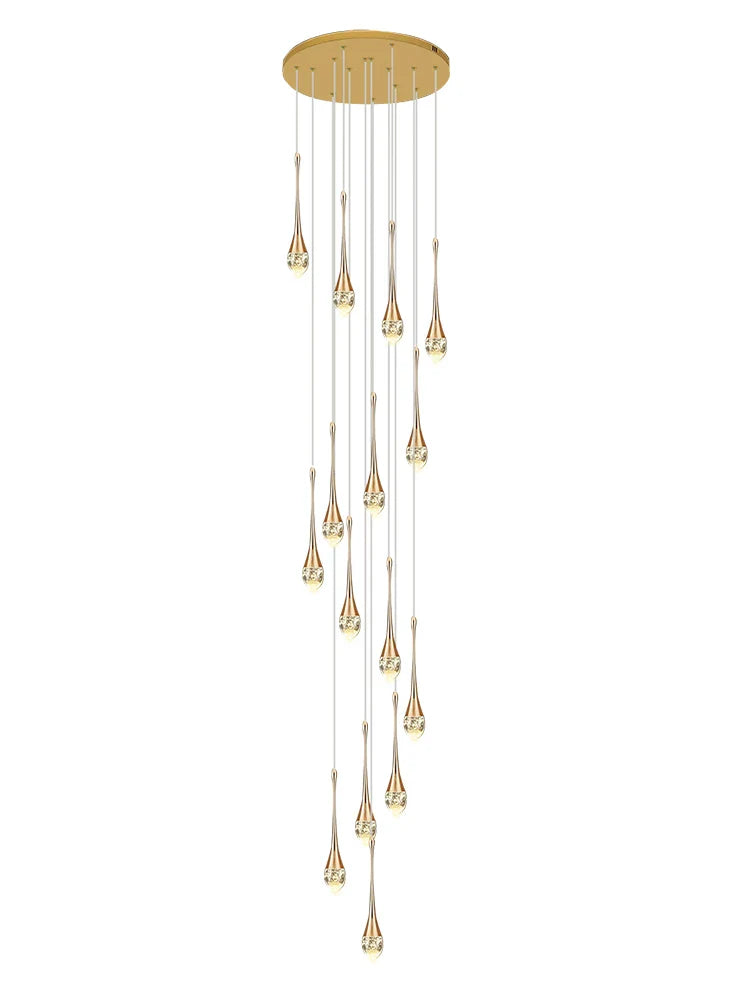 Afralia™ Modern Crystal Chandelier Golden Loft Hanging Light for Stylish Home Décor