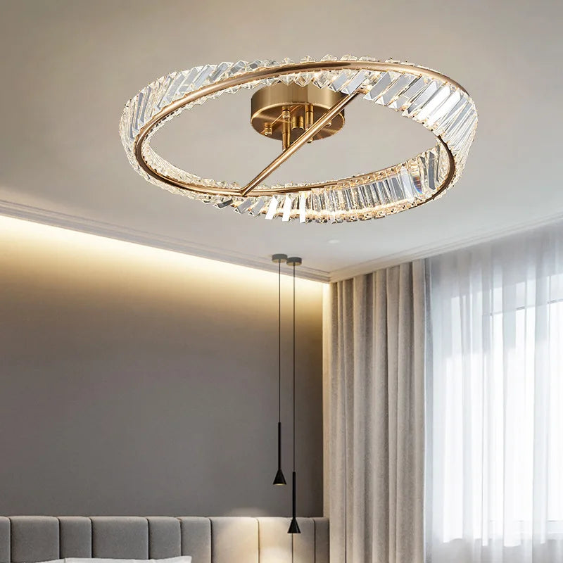 Afralia™ Nordic Luxury Crystal Ceiling Chandelier LED Lighting for Home Decor