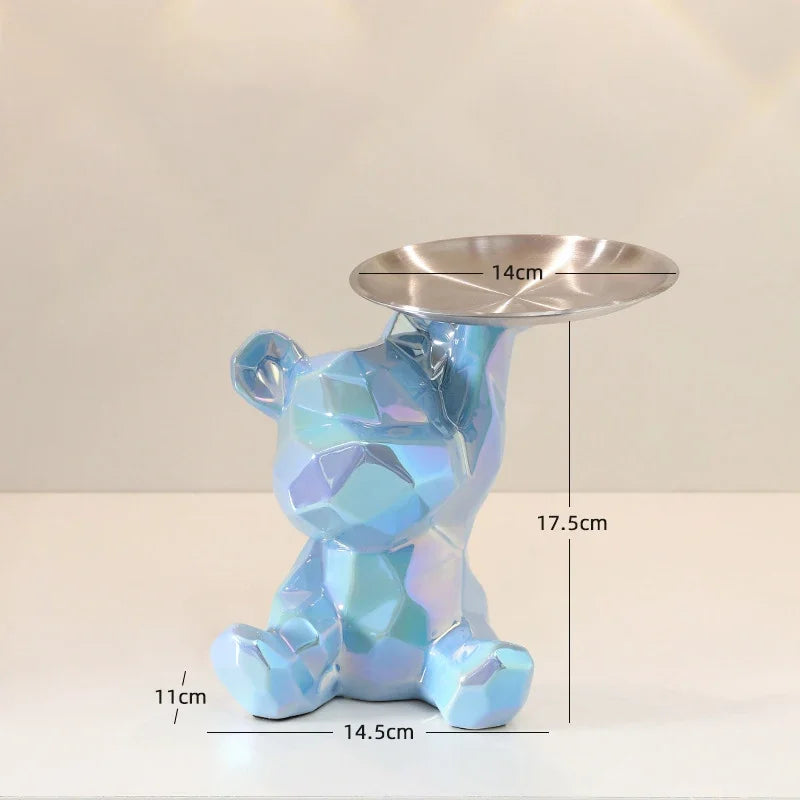 Geometric Bear Coin Bank by Afralia™: Ceramic Home Decor and Organizer