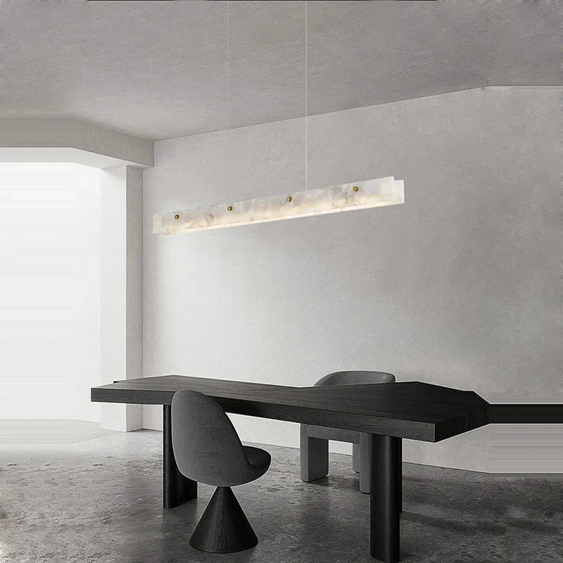 Afralia™ Marble Stainless Steel LED Pendant Light Chandelier for Dining Room