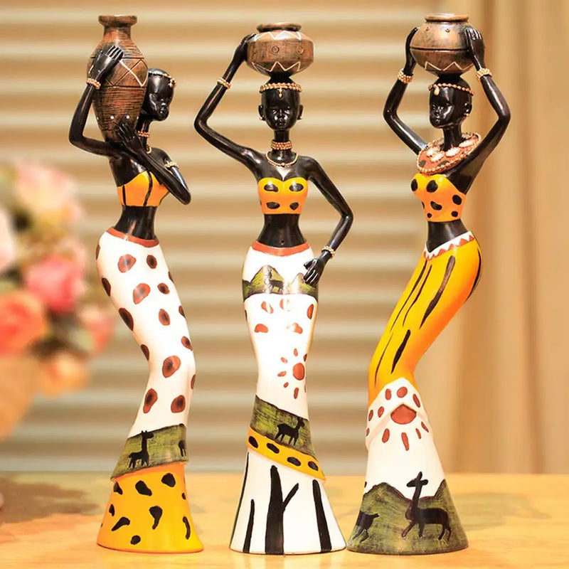 Afralia™ Resin African Women Statue: Modern Art Figure for Home & Office Decor