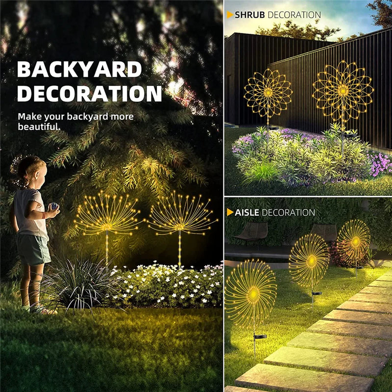 Afralia™ Solar Firework Fairy Lights for Outdoor Garden Decoration and Parties