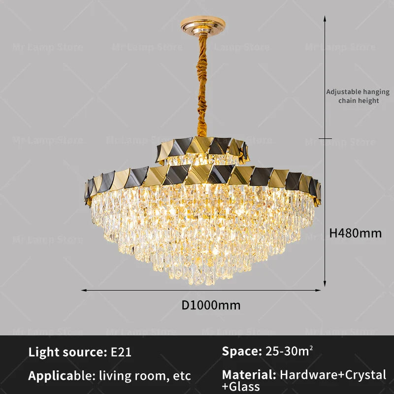 Afralia™ Modern Crystal Chandelier for Living Room Dining Bedroom LED Lighting