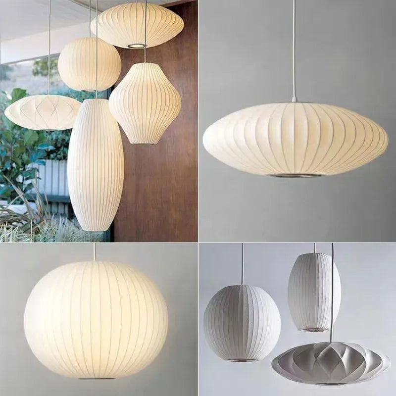 Afralia™ Silk LED Pendant Lights - Nordic Minimalist E27 Chandelier Fixture