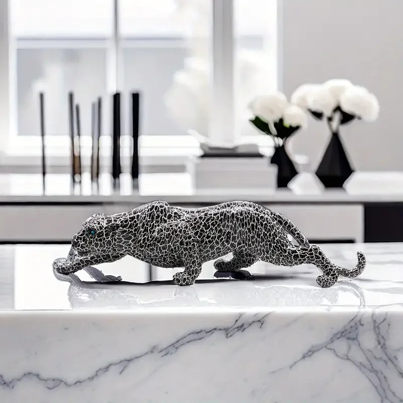 Afralia™ Cheetah Leopard Panther Statue Modern Creative Home Decor Sculpture