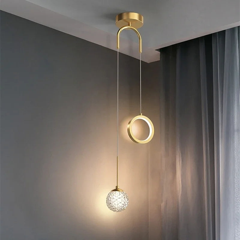 Afralia™ Gold Ring LED Pendant Light for Ceiling Luxury Decor in Living Room