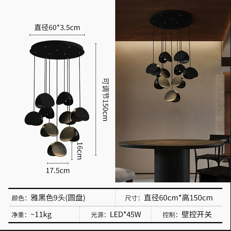Afralia™ Wabi-sabi Wood Chandelier: Zen Tea Room Staircase Light, Retro Living Room Design