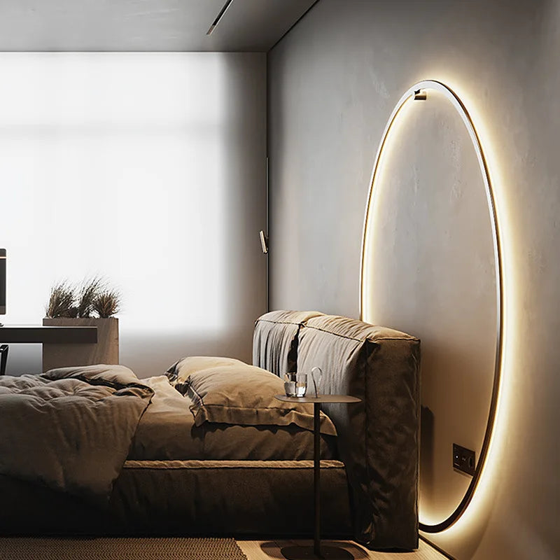 Afralia™ Nordic Luxury Gold Wall Lamp Modern Minimalist Bedroom Ring Bedside Light
