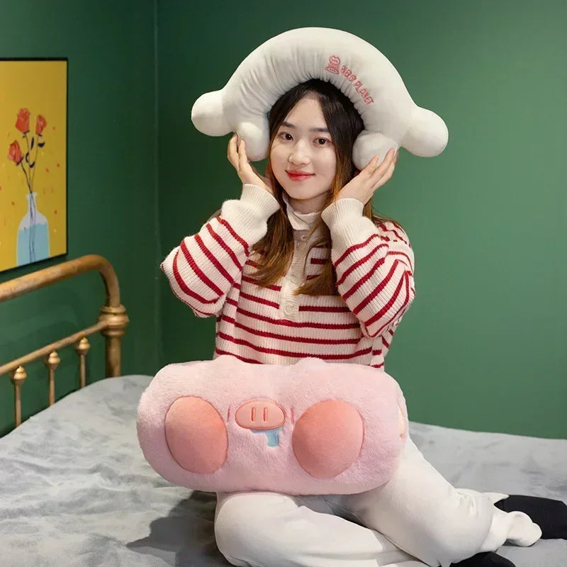 Afralia™ Pink Pig & Bone U-shaped Travel Pillow | Cozy Gift for Holiday & Birthday