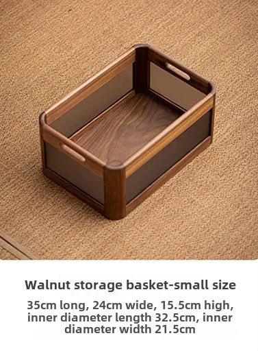 Afralia™ Black Walnut Wood Desktop Organizer Box - Multi-functional Office & Makeup Case