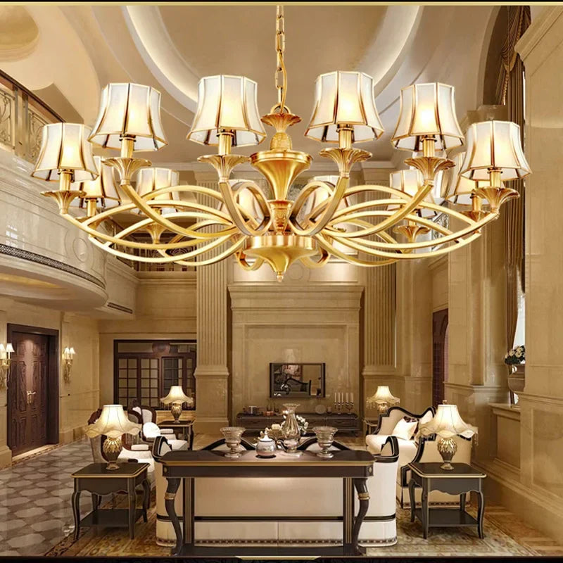 Afralia™ Copper Villa Chandelier Retro Staircase Lighting Home Decor