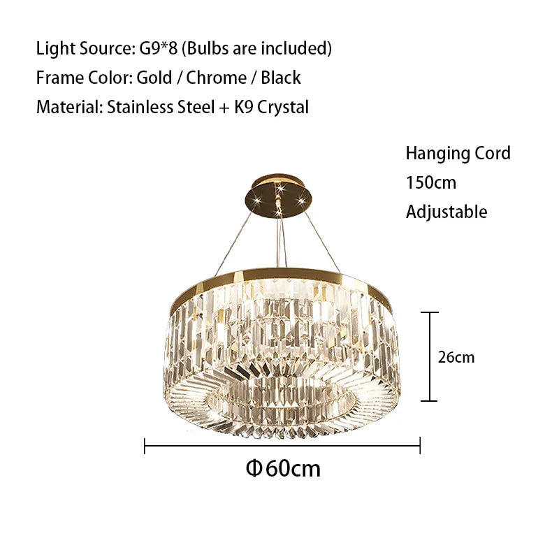 Afralia™ Modern LED Crystal Ceiling Chandelier Golden Lustres for Living Room