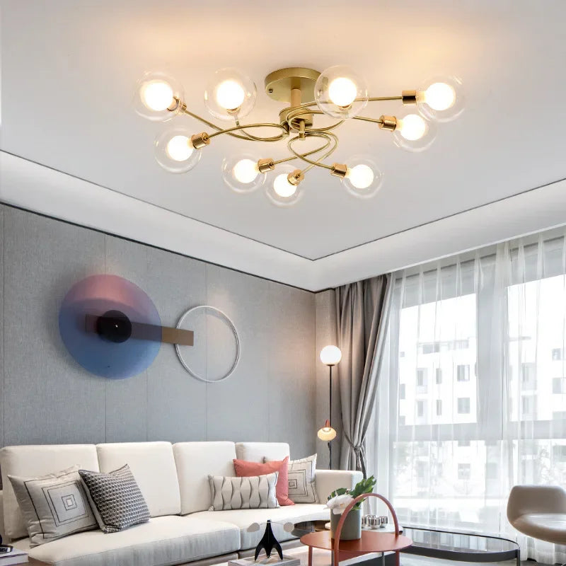 Afralia™ Glass Ball Chandelier: Nordic Style Ceiling Pendant Lamp for Home Decor Lighting