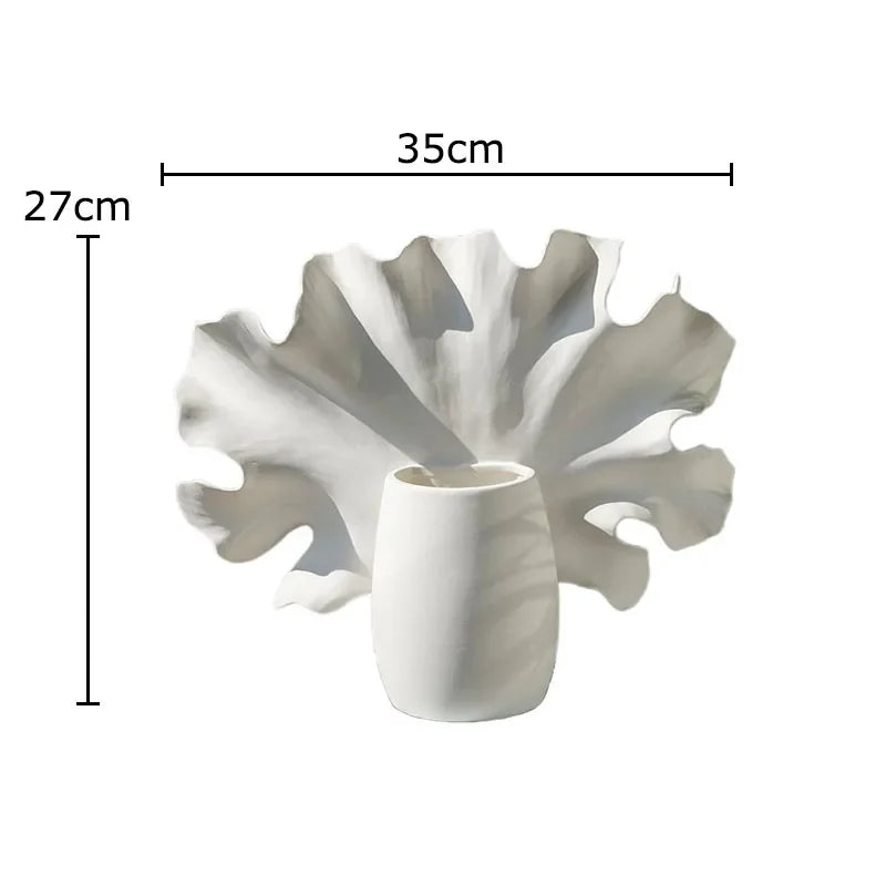 Afralia™ White Ceramic Vase with Artificial Flowers for Desk & Room Decor