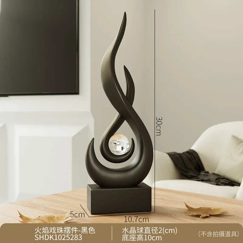 Afralia™ Orange Gold Ceramic Statue, Modern Decor for Living Room, Office, Coffee Table