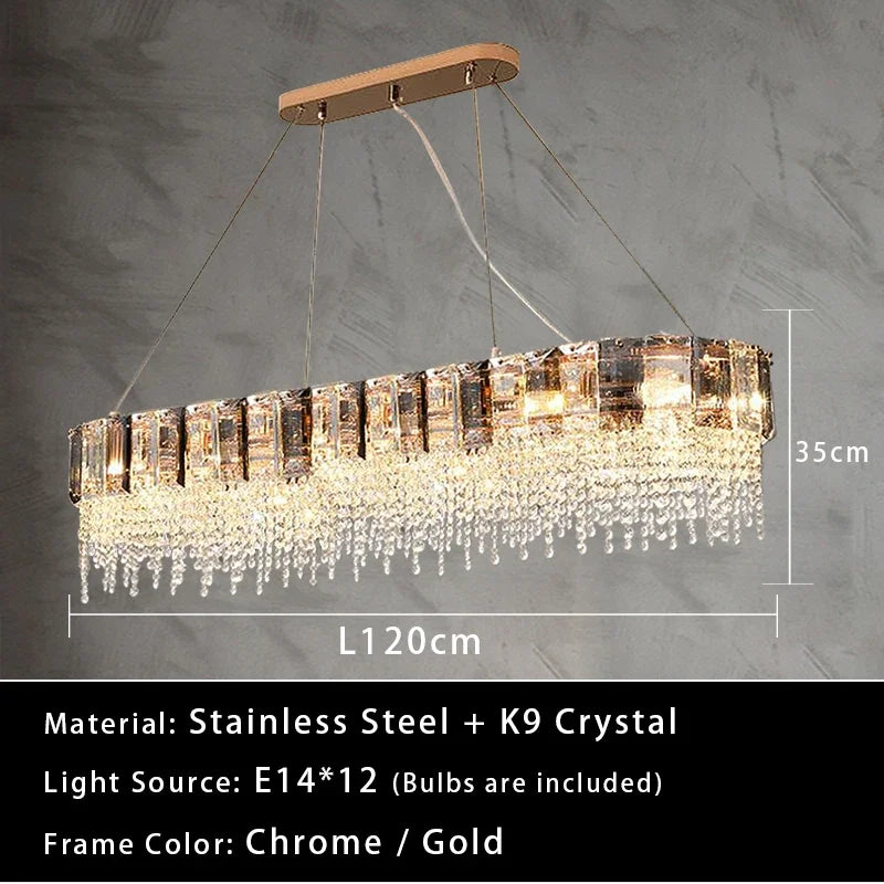 Afralia™ Crystal Pendant Chandelier LED Ceiling Light for Restaurant Living Room Bedroom