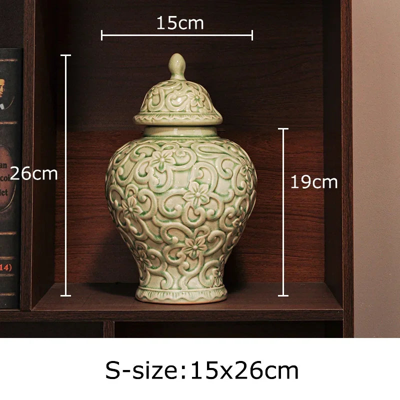 Afralia™ Flower Relief Ceramic Vase General Jar for Table Decoration and Floral Arrangement