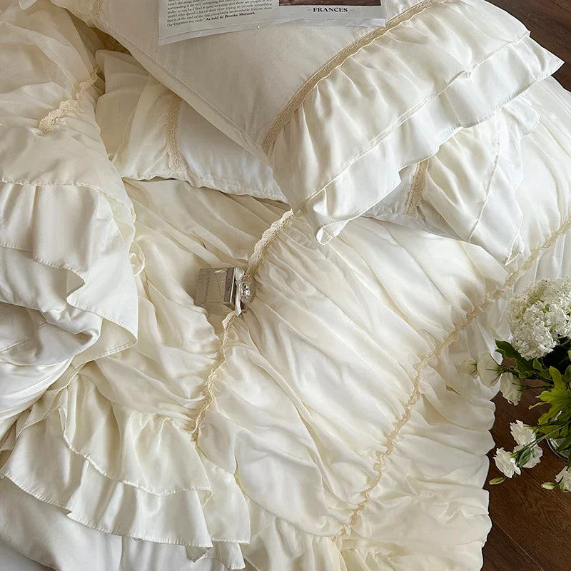 Afralia™ Romantic French Lace Princess Bedding Set - Duvet Cover, Bed Sheet, Pillowcases