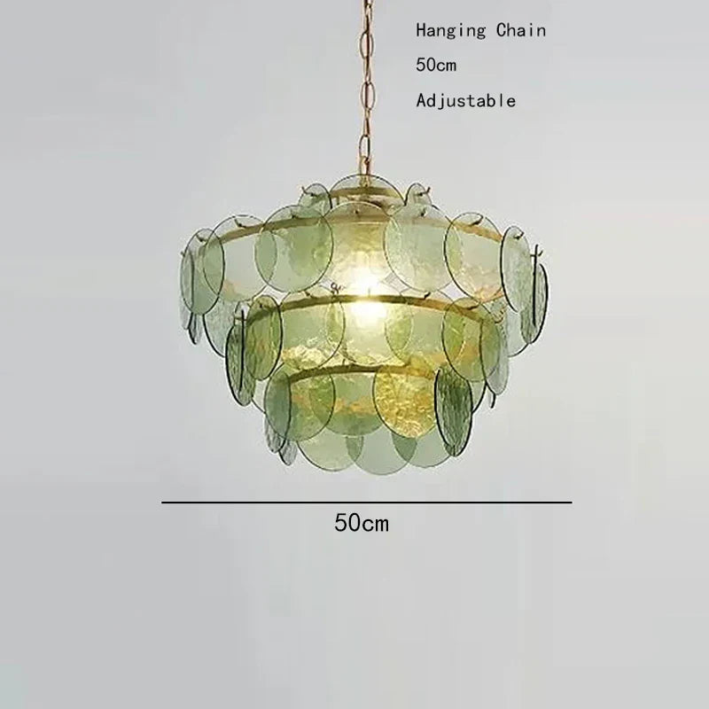 Afralia™ Modern Glass Piece Chandelier for Living Room, Green Amber Clear Lighting Fixtures