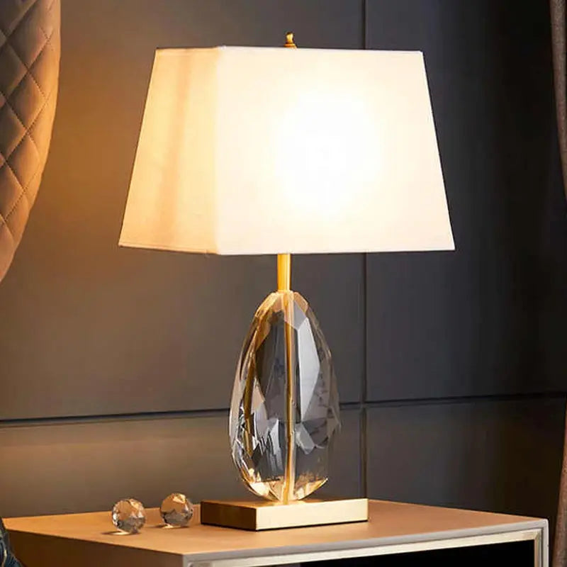 Afralia™ Crystal Bedside Lamp: Modern Nordic Design, Fabric Lampshade for Living Room & Bedroom