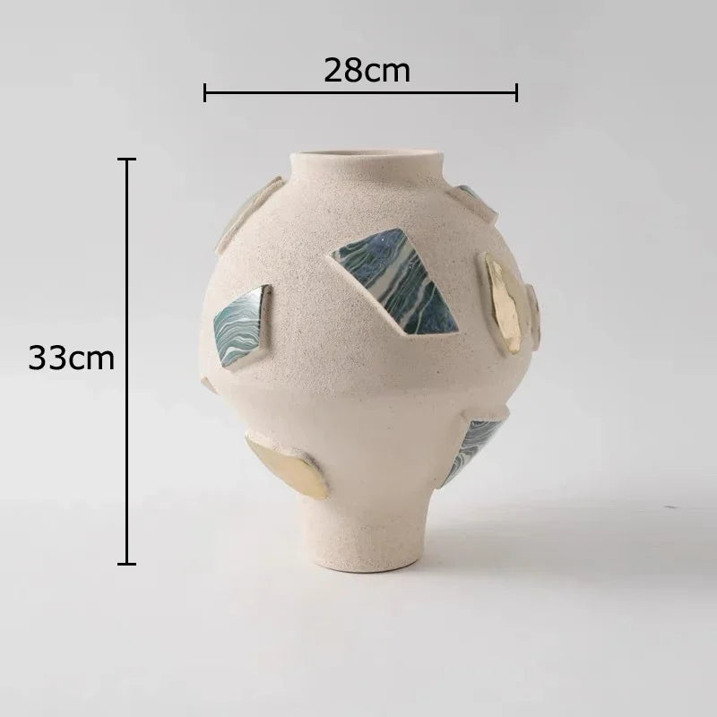 Afralia™ Ceramic Patch Vase for Aesthetic Room Decor & Artificial Flowers Arrangement