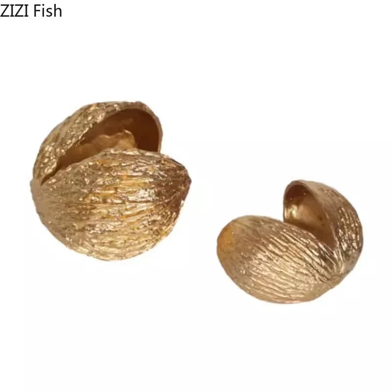 Afralia™ Golden Nut Shell Ornaments Modern Crafts Desk Decoration Artwork Room Aesthetics Decor