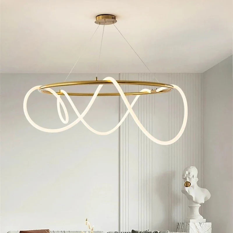 Afralia™ Nordic Modern Round Ceiling Chandelier LED Lustre Lighting