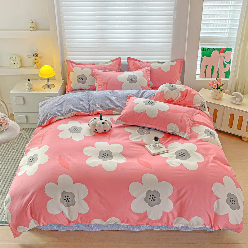 Afralia™ Cozy Cotton Bedding Set for Double Bed, Autumn Winter Duvet Cover Kit