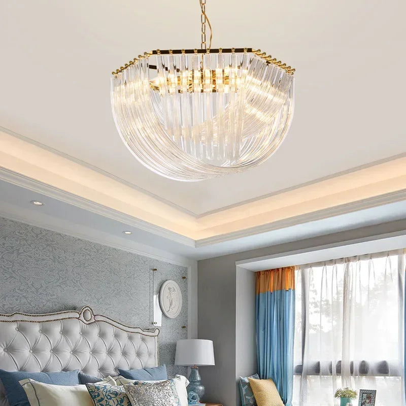 Afralia™ European Style Crystal Chandelier Pendant Light for Loft Living Room, BedRoom, Home Decor
