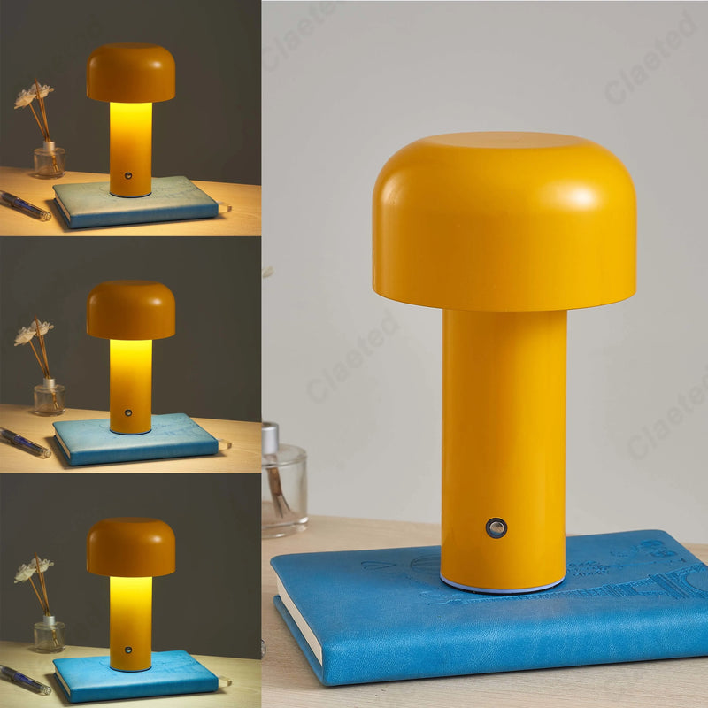 Afralia™ Mushroom Table Lamp Night Light Cordless Touch Rechargeable USB Bedside Decor Lamp