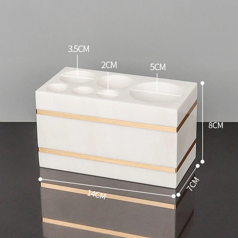 Afralia™ Volakos White Marble Bathroom Set with Golden Accents