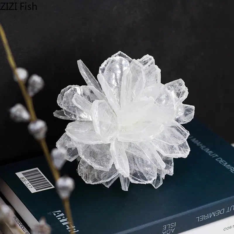 Afralia™ White Ore Flower Gypsum Statue Decorative Figurines