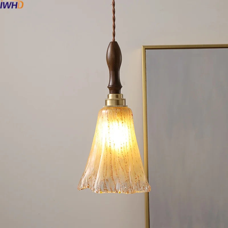 Afralia™ Glass Copper LED Pendant Lights - Modern Home Decor Hanging Lamp