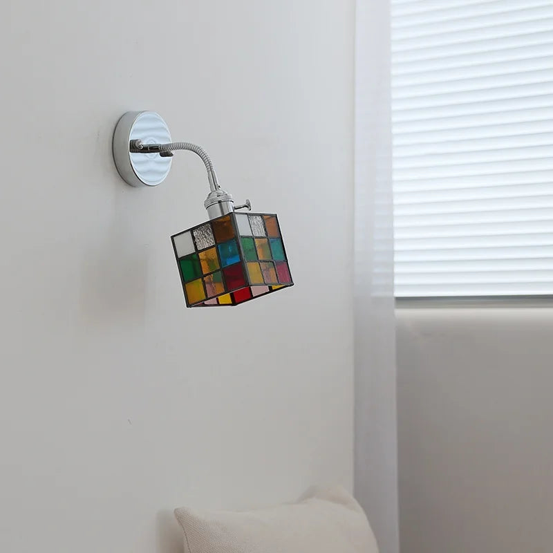 Afralia™ Modern Colorful Glass Wall Sconce with Pull Chain and Flexible Arm