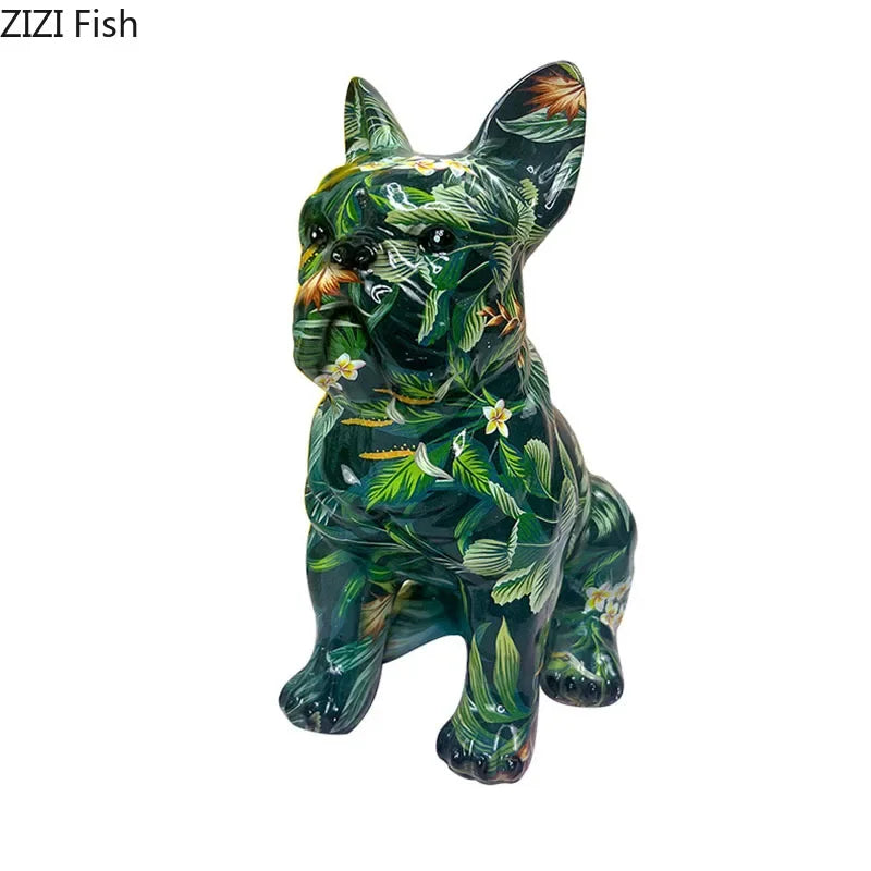 Afralia™ Bulldog Punk Art Resin Sculpture Decor Ornaments Aesthetic Room Furnishings