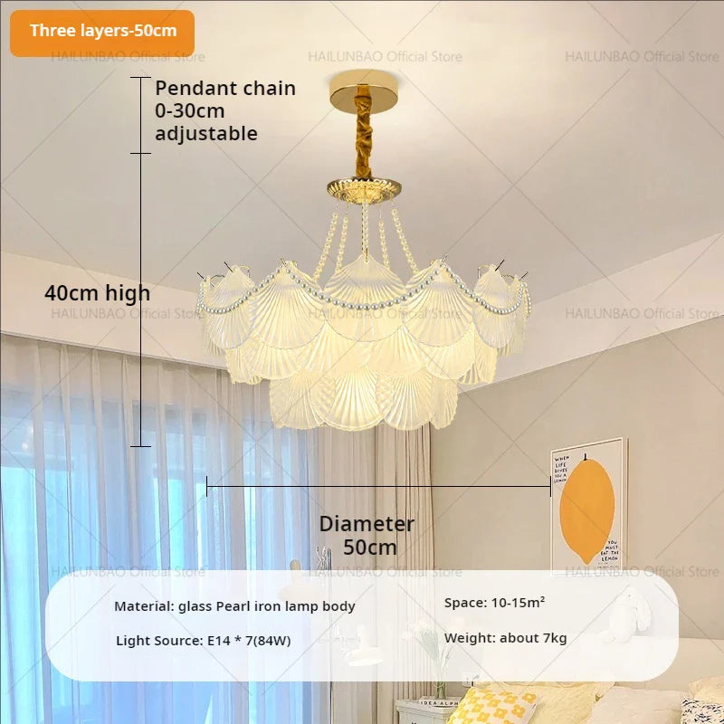 Afralia™ Pearl Feather Crystal Chandelier: French Romantic Lighting for Superior Living & Bedroom