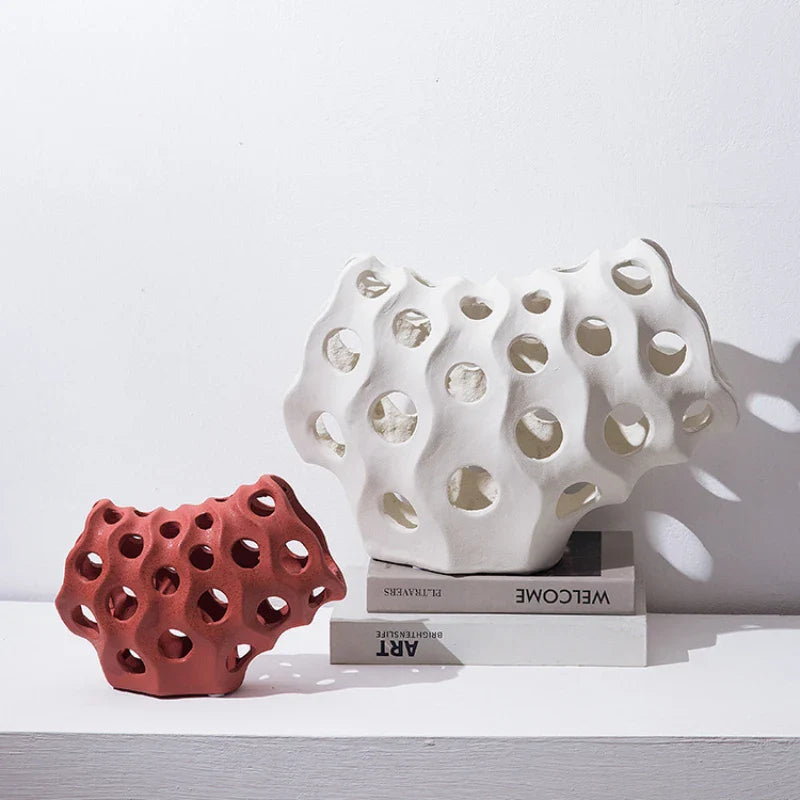 Afralia™ Coral Geometric Resin Sculpture Sea Creature Decor Figurine